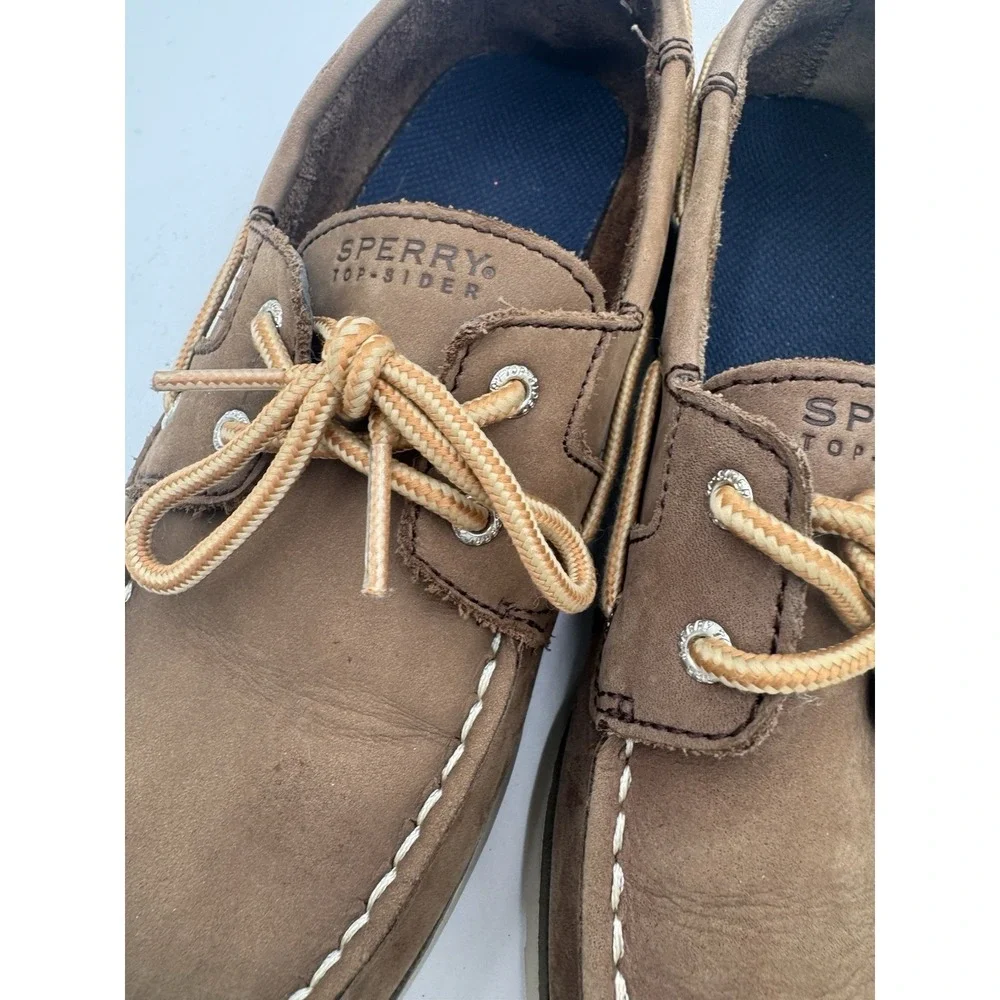 Sperry LANYARD BOYS Kids Leather Classic Boat Shoes Brown Sz 4M EUC Dress Shoes